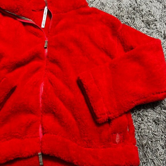 Free People Movement Red Fleece Oversized Zip Up Jacket Size L - Picture 4 of 6